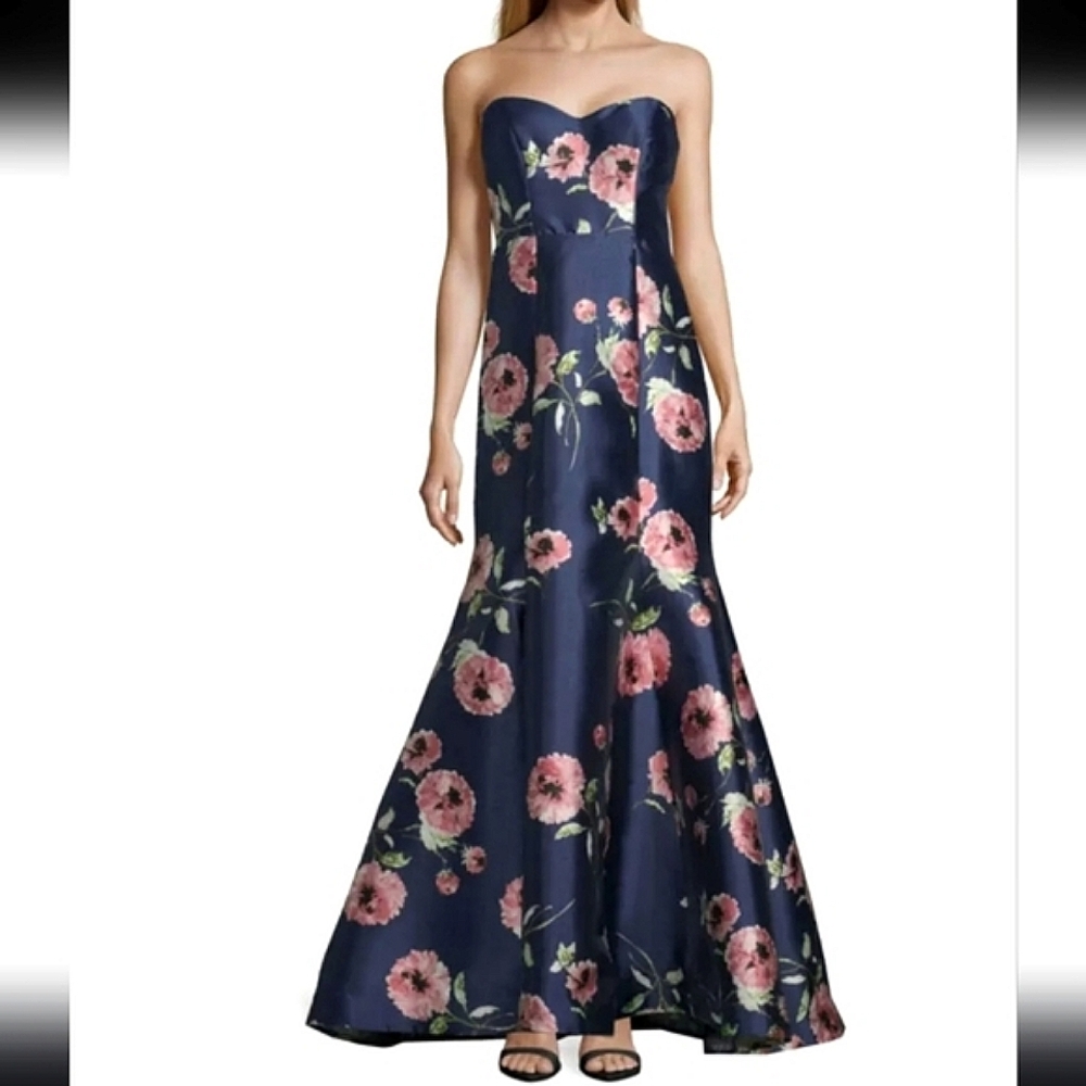 B. Darlin Sleeveless Ball Gown-Juniors Dress Prom/Formal sz 5/6 navy floral